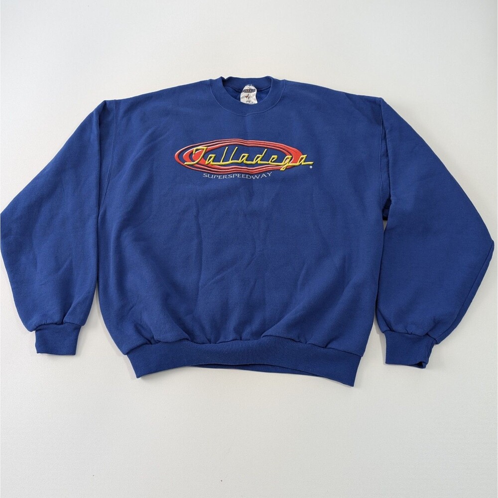 Vintage NASCAR Talladega Superspeedway Blue Crewneck Sweatshirt Sz L -RUNS SMALL